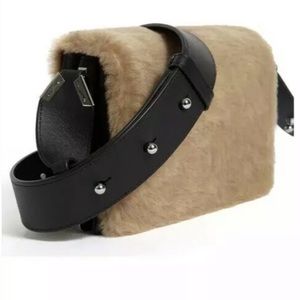 AllSaints Small Genuine Fur/ Leather Shoulder Bag